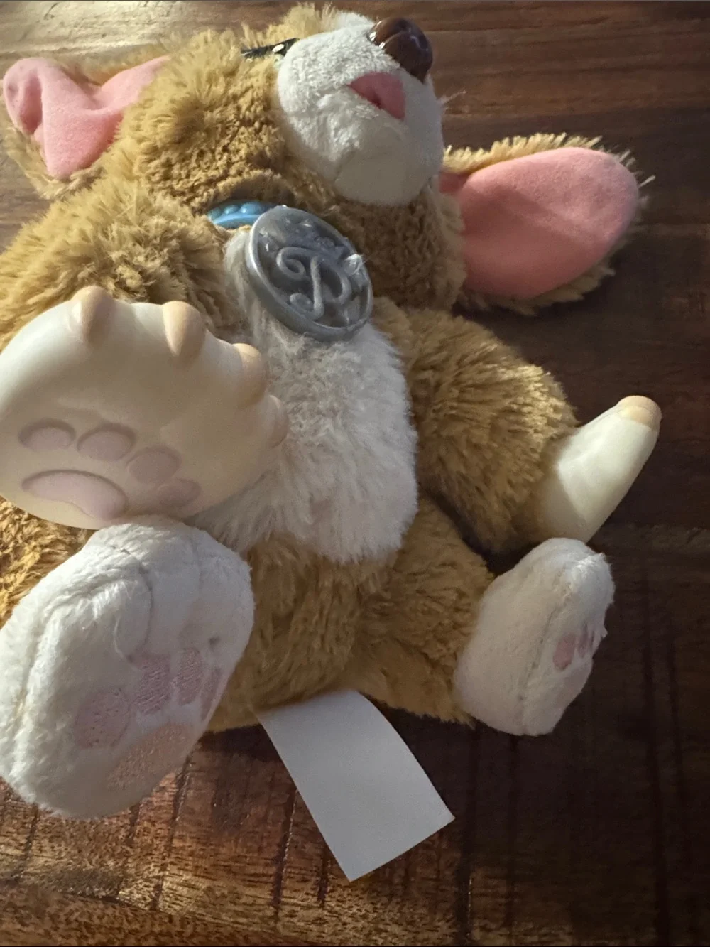 Plush Small Pet Toy - Brown & White Plush Puppy with Pink Ears